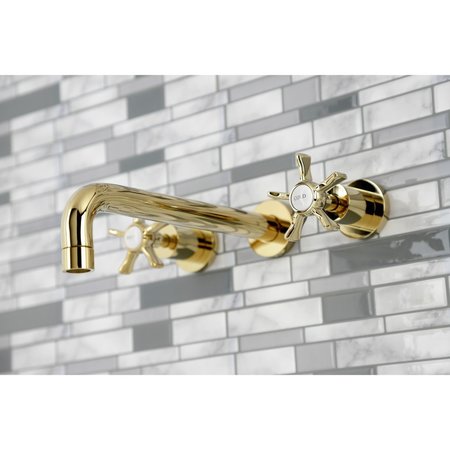 Kingston Brass KS8022NX Two-Handle Wall Mount Tub Faucet, Polished Brass KS8022NX